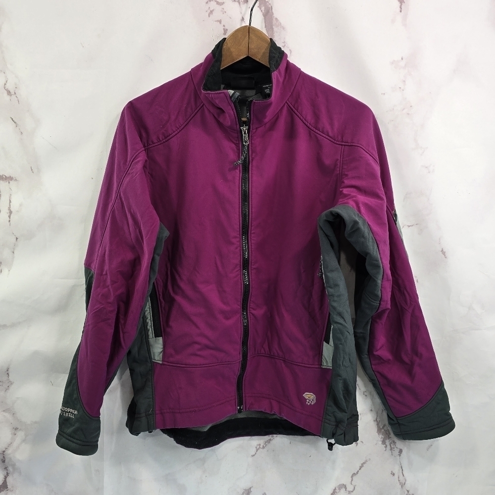 Mountain Hardwear Jacket Womens Medium Pink Gray Zip Softshell Windstopper Gore